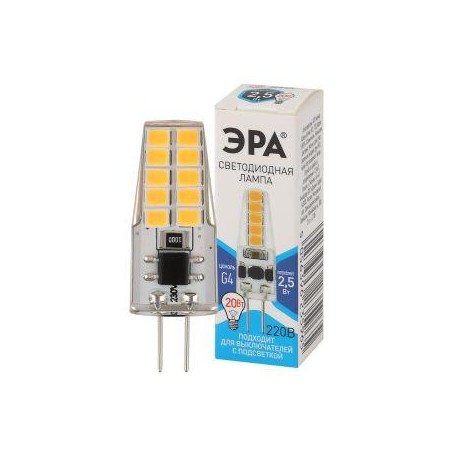 Лампа светодиодная LED-JC-2.5W-220V-SLC-840-G4 JC 2.5Вт капсульная 4000К нейтр. бел. G4 220В Эра Б0049092