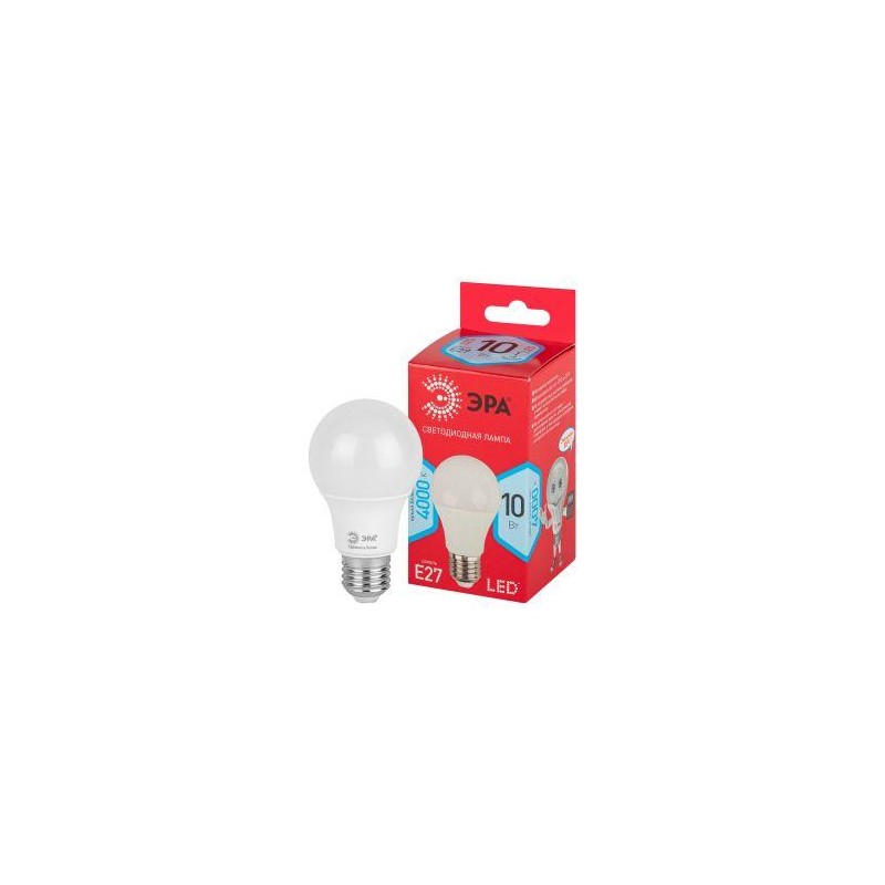 Лампа светодиодная RED LINE LED A60-10W-840-E27 R 10Вт A60 груша 4000К нейтр. бел. E27 Эра Б0049635