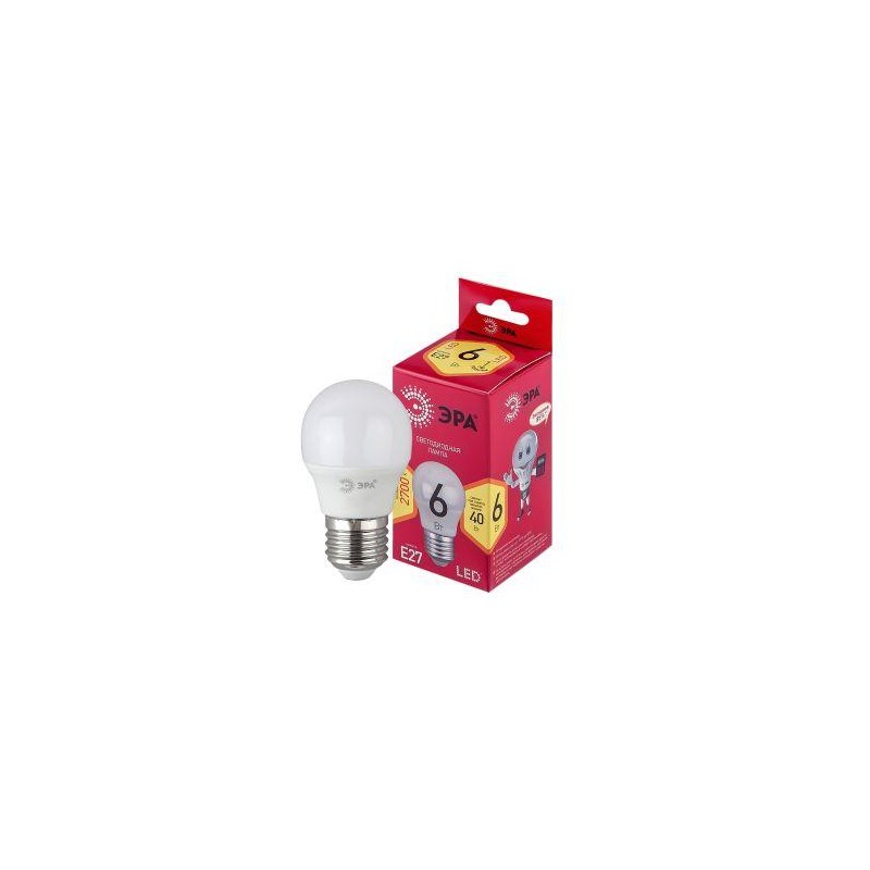 Лампа светодиодная LED P45-6W-827-E27 R P45 6Вт шар E27 тепл. бел. ЭРА Б0049643 Лампа светодиодная LED P45-6W-827-E27 R P45 6Вт шар E27 тепл. бел. ЭРА Б0049643