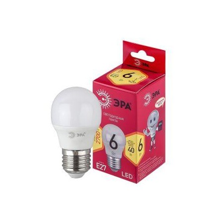 Лампа светодиодная LED P45-6W-827-E27 R P45 6Вт шар E27 тепл. бел. ЭРА Б0049643