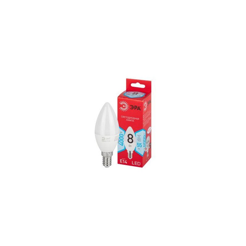 Лампа светодиодная RED LINE LED B35-8W-840-E14 R 8Вт B35 свеча 4000К нейтр. бел. E14 Эра Б0050200
