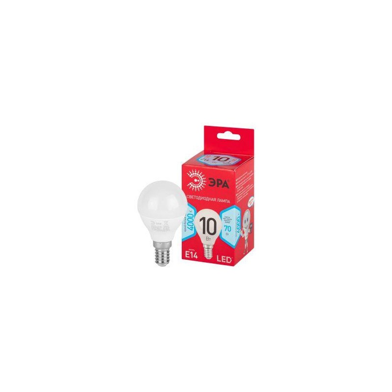 Лампа светодиодная RED LINE LED P45-10W-840-E14 R 10Вт P45 шар 4000К нейтр. бел. E14 Эра Б0050233