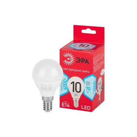 Лампа светодиодная RED LINE LED P45-10W-840-E14 R 10Вт P45 шар 4000К нейтр. бел. E14 Эра Б0050233