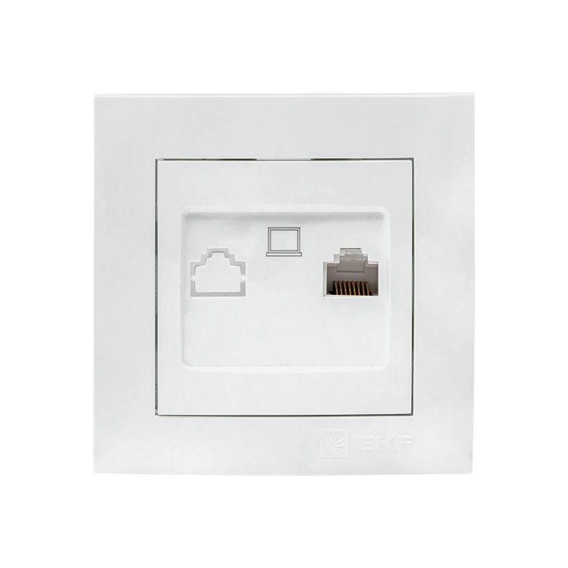 Розетка компьютерная 1-м СП Валенсия RJ45 бел. PROxima EKF EWK01-035-10