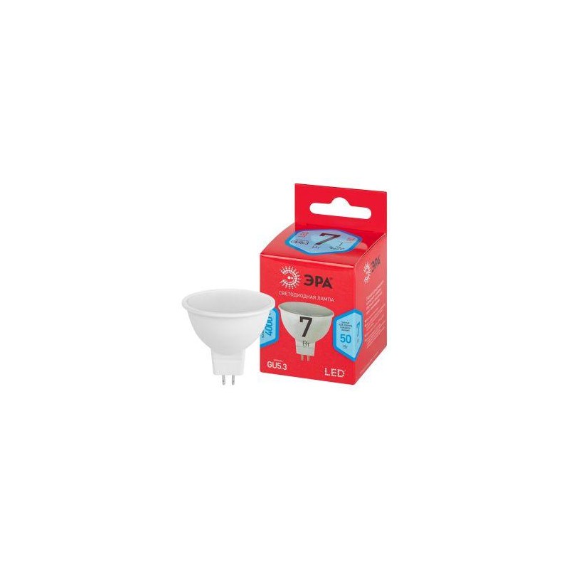 Лампа светодиодная RED LINE LED MR16-7W-840-GU5.3 R 7Вт MR16 софит 4000К нейтр. бел. GU5.3 Эра Б0050690