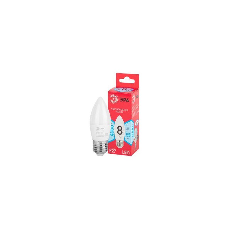 Лампа светодиодная RED LINE LED B35-8W-840-E27 R 8Вт B35 свеча 4000К нейтр. бел. E27 Эра Б0050695 Лампа светодиодная RED LINE LED B35-8W-840-E27 R 8Вт B35 свеча 4000К нейтр. бел. E27 Эра Б0050695