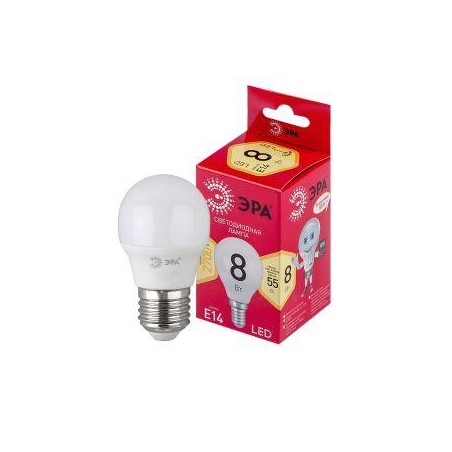 Лампа светодиодная RED LINE LED P45-8W-827-E14 R P45 8Вт шар E14 тепл. бел. ЭРА Б0050697