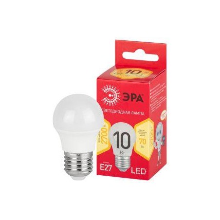 Лампа светодиодная RED LINE LED P45-10W-827-E27 R 10Вт P45 шар 2700К тепл. бел. E27 Эра Б0050698