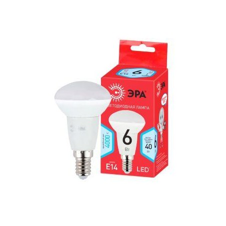 Лампа светодиодная RED LINE LED R50-6W-840-E14 R 6Вт R50 рефлектор 4000К нейтр. бел. E14 Эра Б0050700