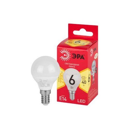 Лампа светодиодная RED LINE LED P45-6W-827-E14 R P45 6Вт E14 тепл. бел. ЭРА Б0051058