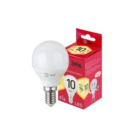 Лампа светодиодная RED LINE LED P45-10W-827-E14 R 10Вт P45 шар 2700К тепл. бел. E14 Эра Б0052378