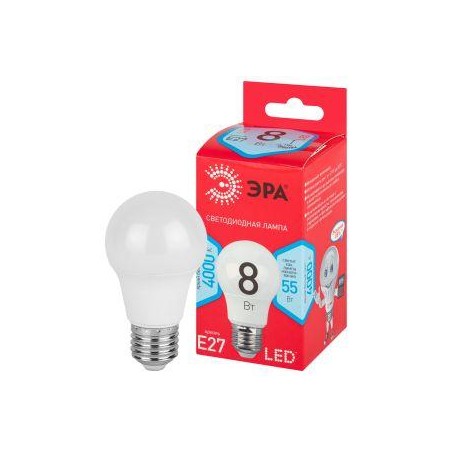 Лампа светодиодная RED LINE LED A55-8W-840-E27 R 8Вт A55 грушевидная 4000К нейтр. бел. E27 Эра Б0052382