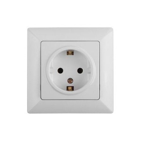 Розетка 1-м СП Solo 4-202-01 16А 250В IP20 2P+E Schuko с заземл. бел. Intro Б0053649