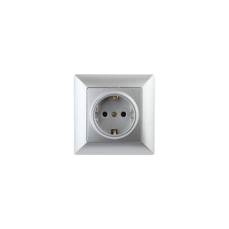 Розетка 1-м СП Solo 4-202-03 16А 250В IP20 2P+E Schuko с заземл. алюминий Intro Б0053651 Розетка 1-м СП Solo 4-202-03 16А 250В IP20 2P+E Schuko с заземл. алюминий Intro Б0053651
