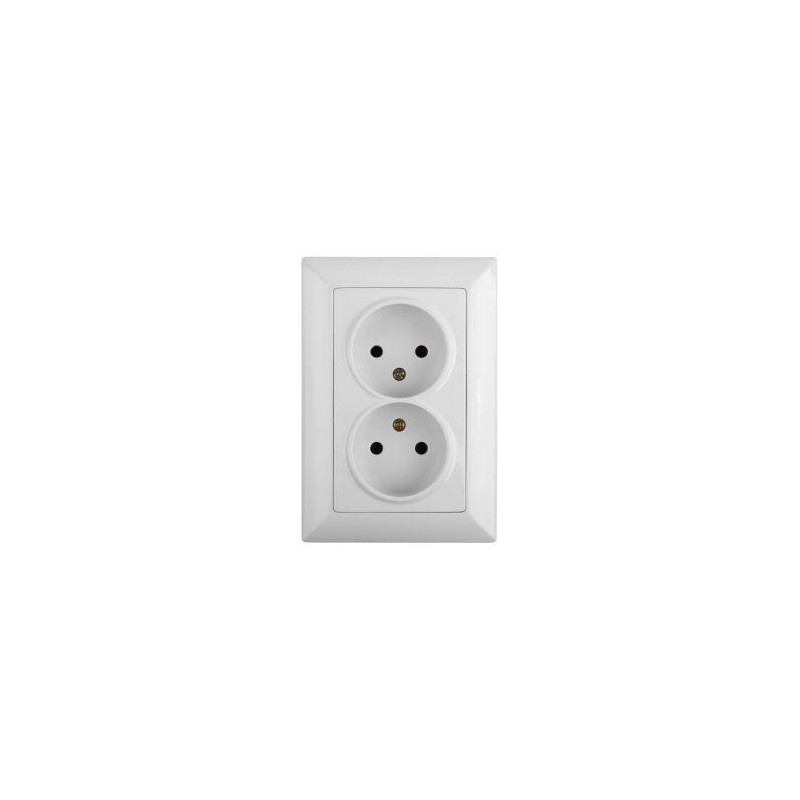 Розетка 2-м СП Solo 4-204-01 2х2P 16А 250В IP20 без заземл. бел. Intro Б0053666