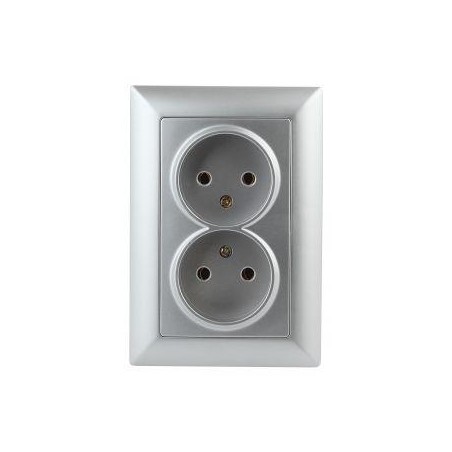 Розетка 2-м СП Solo 4-204-03 2х2P 16А 250В IP20 без заземл. алюминий Intro Б0053668