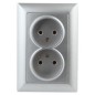 Розетка 2-м СП Solo 4-204-03 2х2P 16А 250В IP20 без заземл. алюминий Intro Б0053668