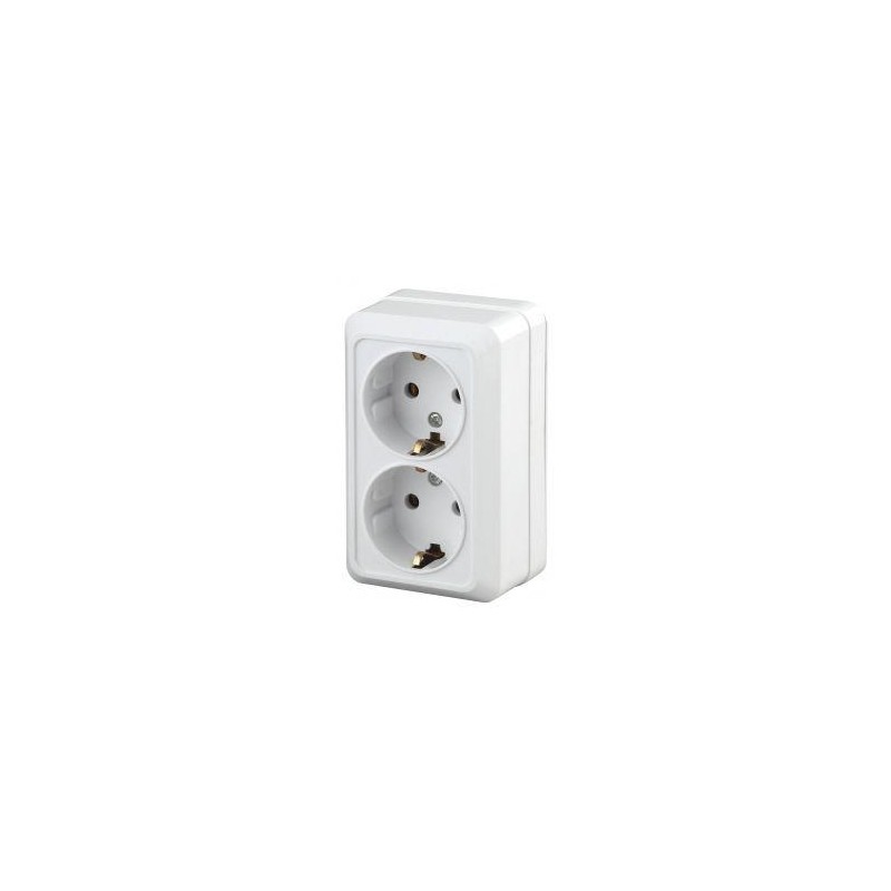 Розетка 2-м ОП Quadro 2-204-01 16А IP20 250В 2х2P+E Schuko бел. Intro Б0053800