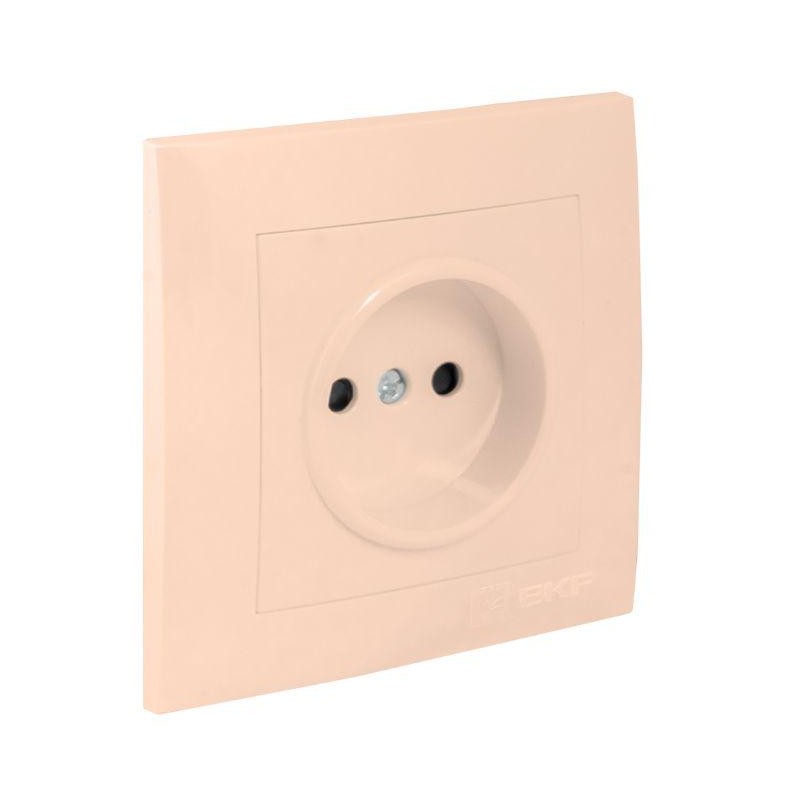 Розетка 1-м СП Валенсия 10А IP20 без заземл. защ. шторки крем. PROxima EKF EWR10-022-20