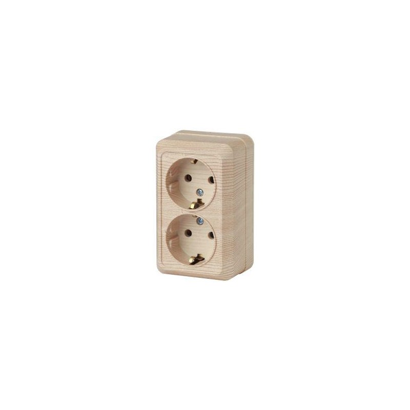 Розетка 2-м ОП Quadro 2-204-11 16А IP20 250В 2х2P+E Schuko сосна Intro Б0053807