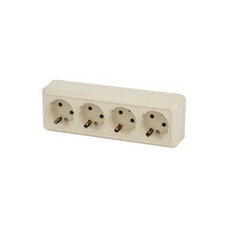 Розетка 4-м ОП Quadro 2-208-02 16А IP20 250В 4х2P+Е сл.кость Intro Б0053840
