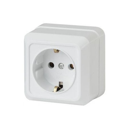 Розетка 1-м ОП Quadro 2Э-202-01 16А IP20 250В 2P+E Schuko без монтаж. лапок бел. Intro Б0053906