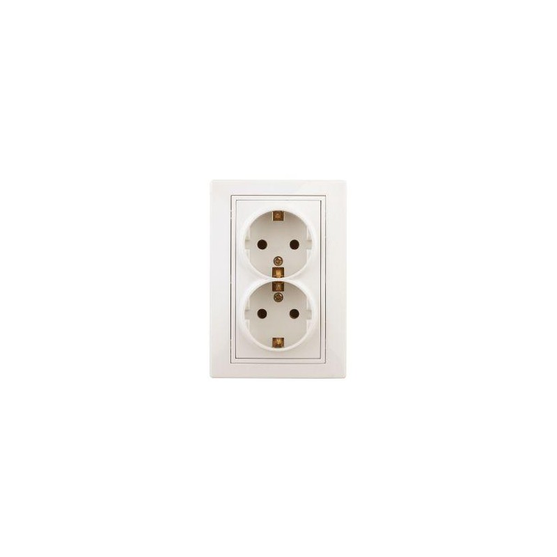 Розетка 2-м СП Plano 1-205-02 16А IP20 250В 2х2P+E Schuko сл. кость Intro Б0053916