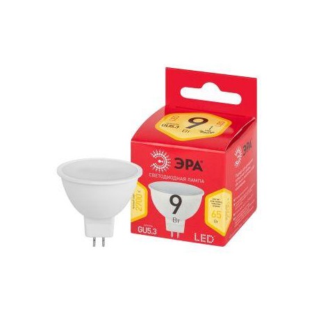 Лампа светодиодная RED LINE LED MR16-9W-827-GU5.3 R 9Вт софит тепл. бел. свет Эра Б0054239