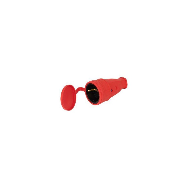 Розетка RX10-R-IP44 16А IP44 прямая с заземл. каучук красн. ЭРА Б0055419