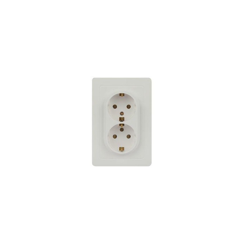 Розетка 2-м СП Style 7-205-01 16А 250В IP20 2х2P+E Schuko с заземл. бел. Intro Б0060621