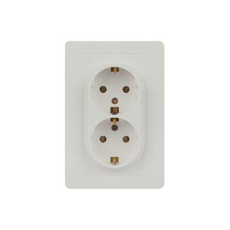Розетка 2-м СП Style 7-205-01 16А 250В IP20 2х2P+E Schuko с заземл. бел. Intro Б0060621