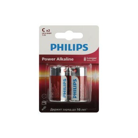Элемент питания алкалиновый C/LR14 1.5В Power (блист. 2шт) Philips Б0062687
