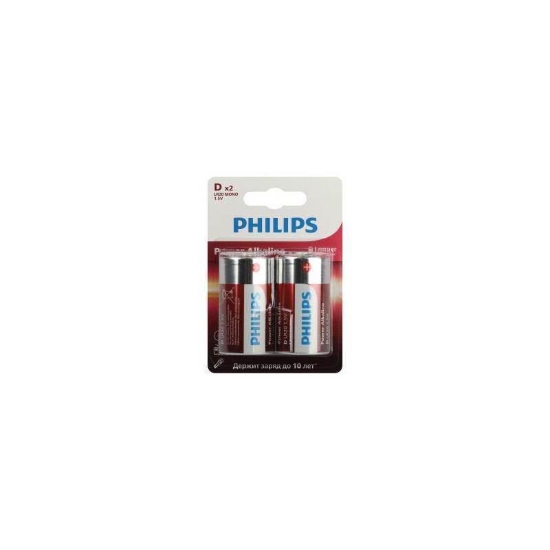 Элемент питания алкалиновый D/LR20 1.5В Power (блист. 2шт) Philips Б0062732 Элемент питания алкалиновый D/LR20 1.5В Power (блист. 2шт) Philips Б0062732