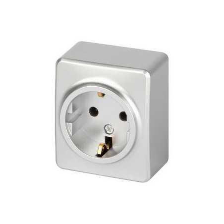 Розетка Эксперт 11-2203-03 2P+E Schuko IP20 16А-250В ОУ алюм. Эра Б0063020