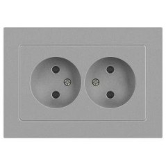 Розетка Accent 6-204-03 2х2P 16А-250В IP20 СУ AL/CU алюм. Intro Б0063453