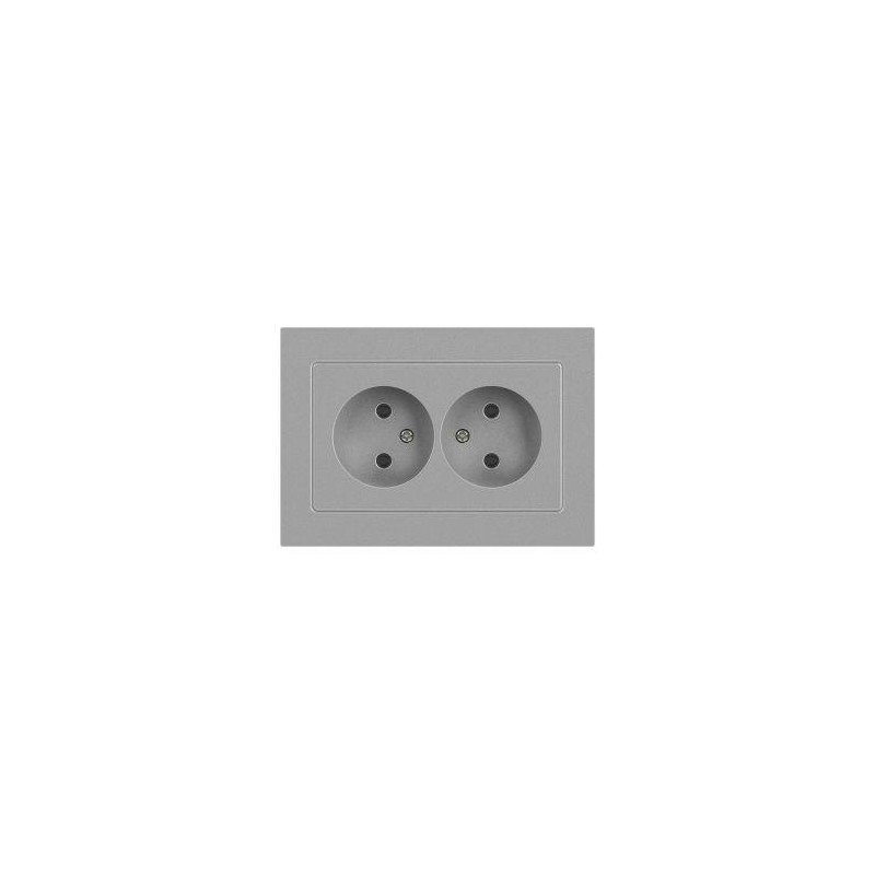 Розетка Accent 6-204-03 2х2P 16А-250В IP20 СУ AL/CU алюм. Intro Б0063453