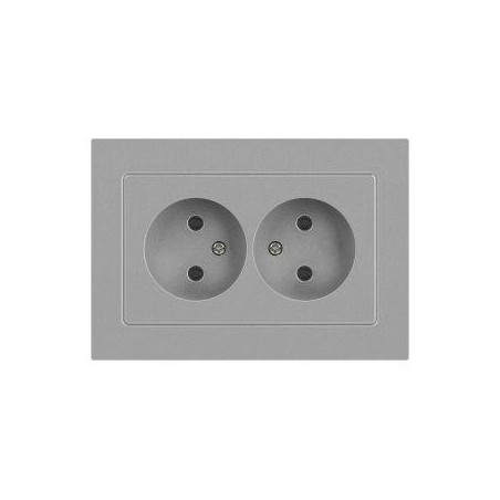 Розетка Accent 6-204-03 2х2P 16А-250В IP20 СУ AL/CU алюм. Intro Б0063453