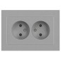 Розетка Accent 6-204-03 2х2P 16А-250В IP20 СУ AL/CU алюм. Intro Б0063453