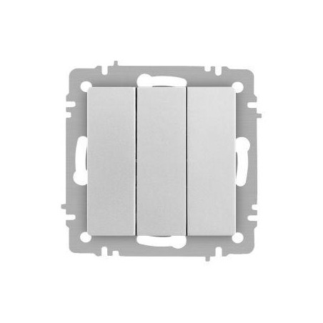 Выключатель Accent 6-106-03 тройной 10А-250В IP20 СУ AL/CU алюм. Intro Б0063536