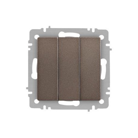 Выключатель Accent 6-106-08 тройной 10А-250В IP20 СУ AL/CU бронза Intro Б0063547