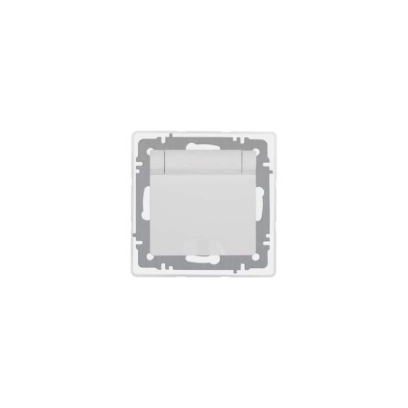 Розетка Intro Accent 6-209-01 2P+E Schuko с крышкой штор. 16А-250В IP44 СУ AL/CU бел. Intro Б0063553
