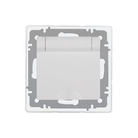 Розетка Intro Accent 6-209-01 2P+E Schuko с крышкой штор. 16А-250В IP44 СУ AL/CU бел. Intro Б0063553