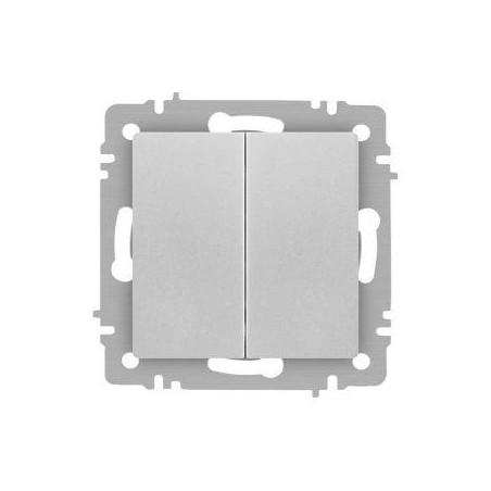 Переключатель Accent 6-107-03 двойной 10А-250В IP20 СУ AL/CU алюм. Intro Б0063560
