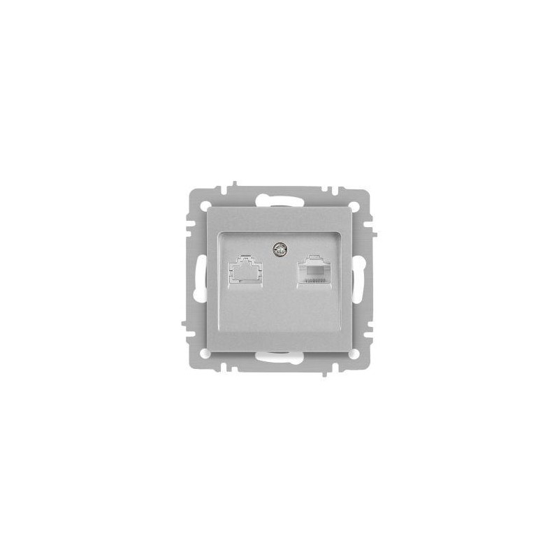 Розетка Accent 6-303-03 информационная RJ45 IP20 СУ алюм. Intro Б0063630 Розетка Accent 6-303-03 информационная RJ45 IP20 СУ алюм. Intro Б0063630