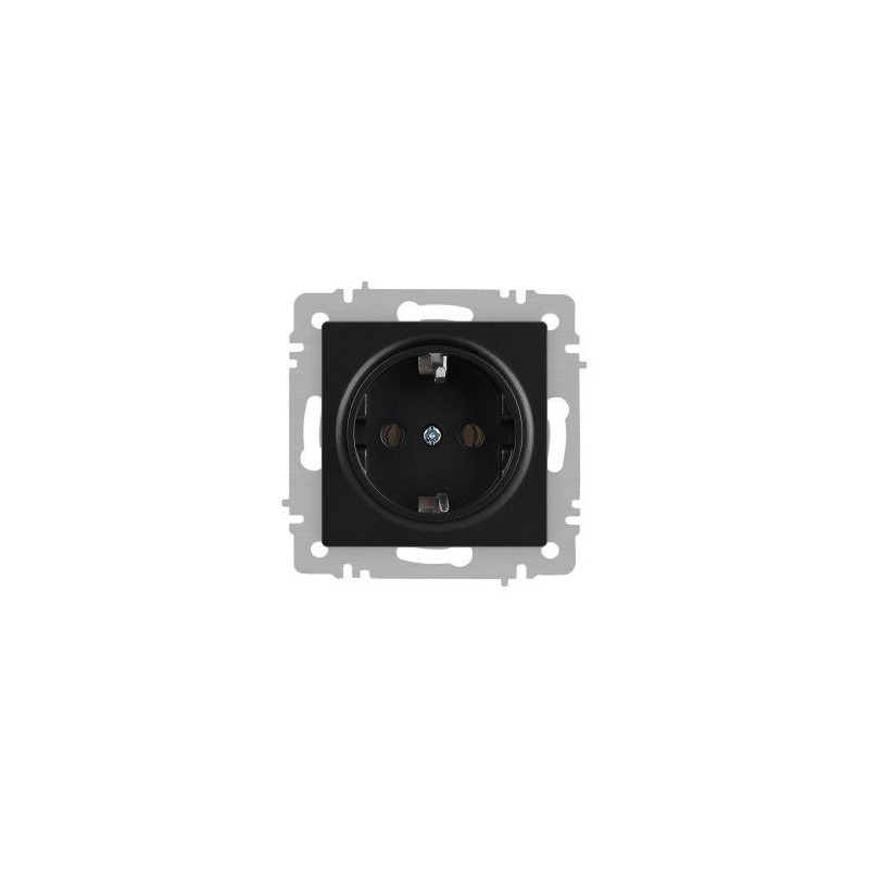 Розетка Accent 6-202-05 2P+E Schuko 16А-250В IP20 СУ антрацит Intro Б0063693