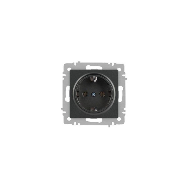 Розетка Accent 6-202-07 2P+E Schuko 16А-250В IP20 СУ графит Intro Б0063697