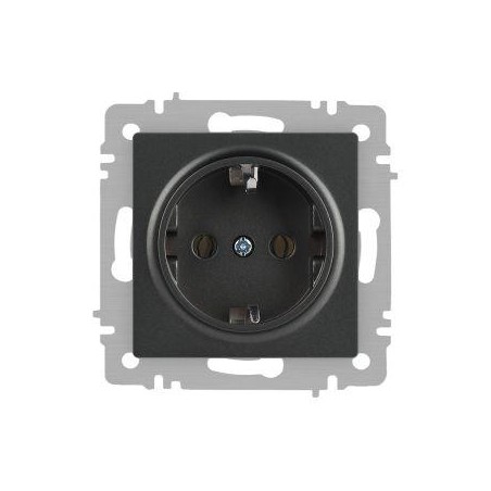 Розетка Accent 6-202-07 2P+E Schuko 16А-250В IP20 СУ графит Intro Б0063697