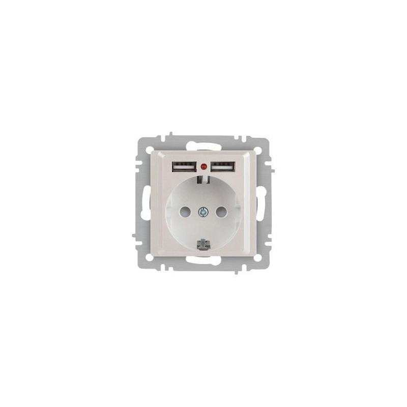 Розетка Accent 6-410-06 P+E Schuko со шторками 16А-250В + 2хUSB IP20 СУ перламутр. Intro Б0063700 Розетка Accent 6-410-06 P+E Schuko со шторками 16А-250В + 2хUSB IP20 СУ перламутр. Intro Б0063700