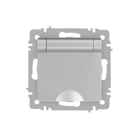 Розетка Accent 6-203-03 2P+E Schuko с крышкой 16А-250В IP20 СУ алюм. Intro Б0063721
