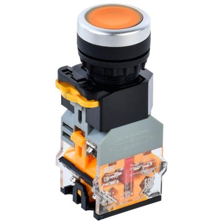 Кнопка D8-11D d22мм 1з+1р с подсветкой желт. IEK BBT30-11D-3-12-K05
